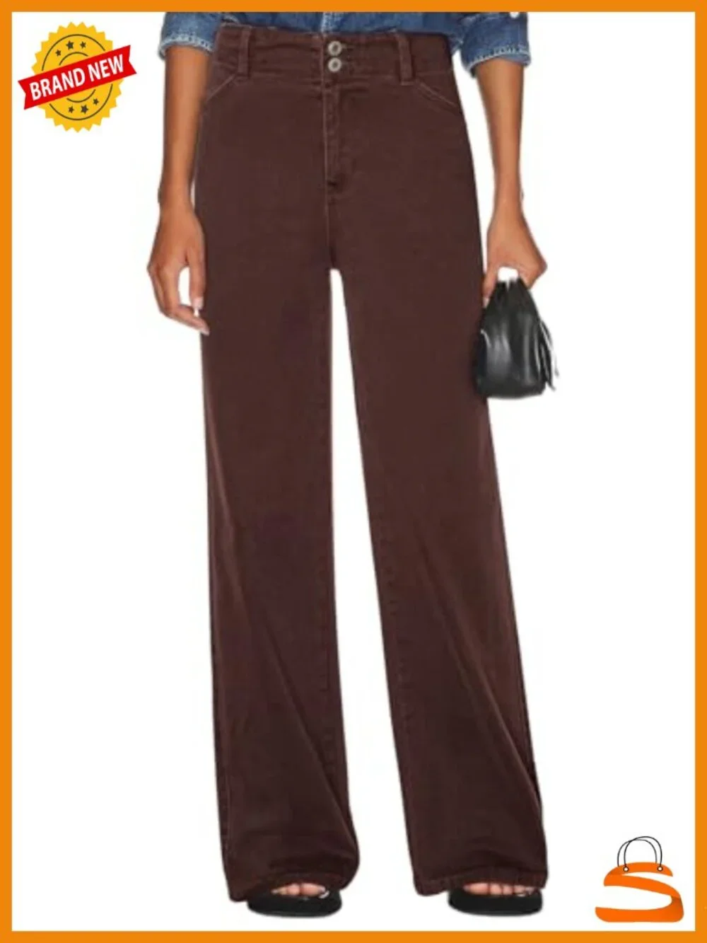 High Waisted Wide Leg Jeans with Pockets Stretchy Tummy Control Straight Leg